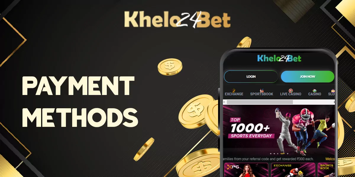 Which payment methods Khelo24bet app users can use to make payments