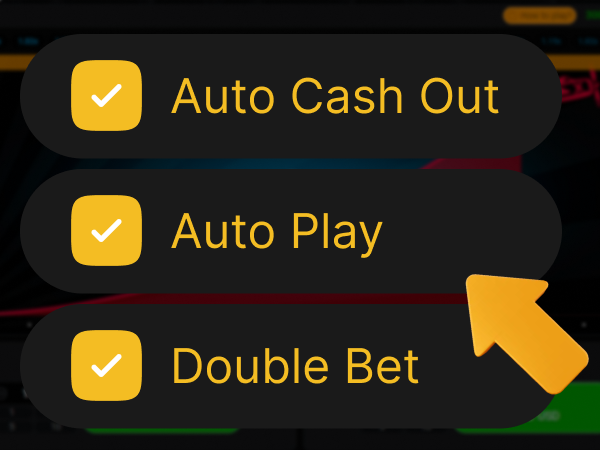 Auto Cash Out, Auto Play, and Double Bet settings in Aviator game, step 6