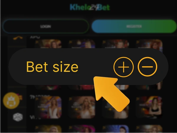 Game paytable and bet size settings on Khelo24Bet platform, step 7