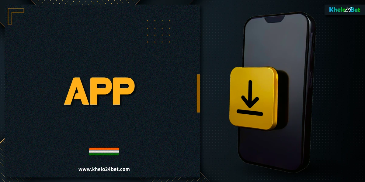Black smartphone with gold download icon on a dark background with yellow and white abstract elements, Monopoly Big Baller app download